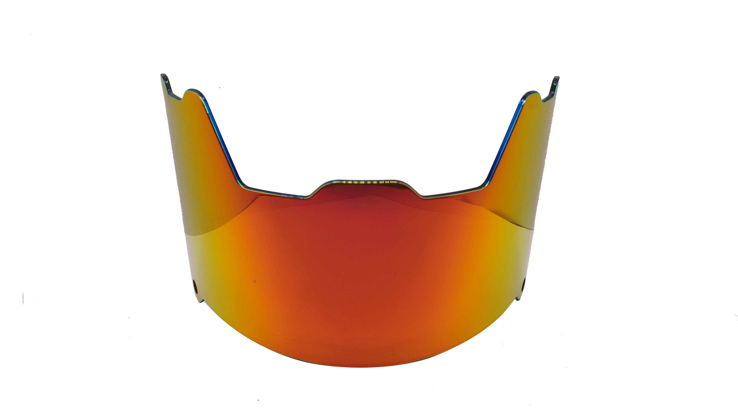 Ski goggle lenses are red plated